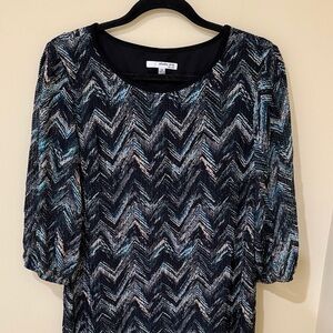 Chic Women’s Boho Dress Chevron Long Sleeve Knee length Casual business dress L